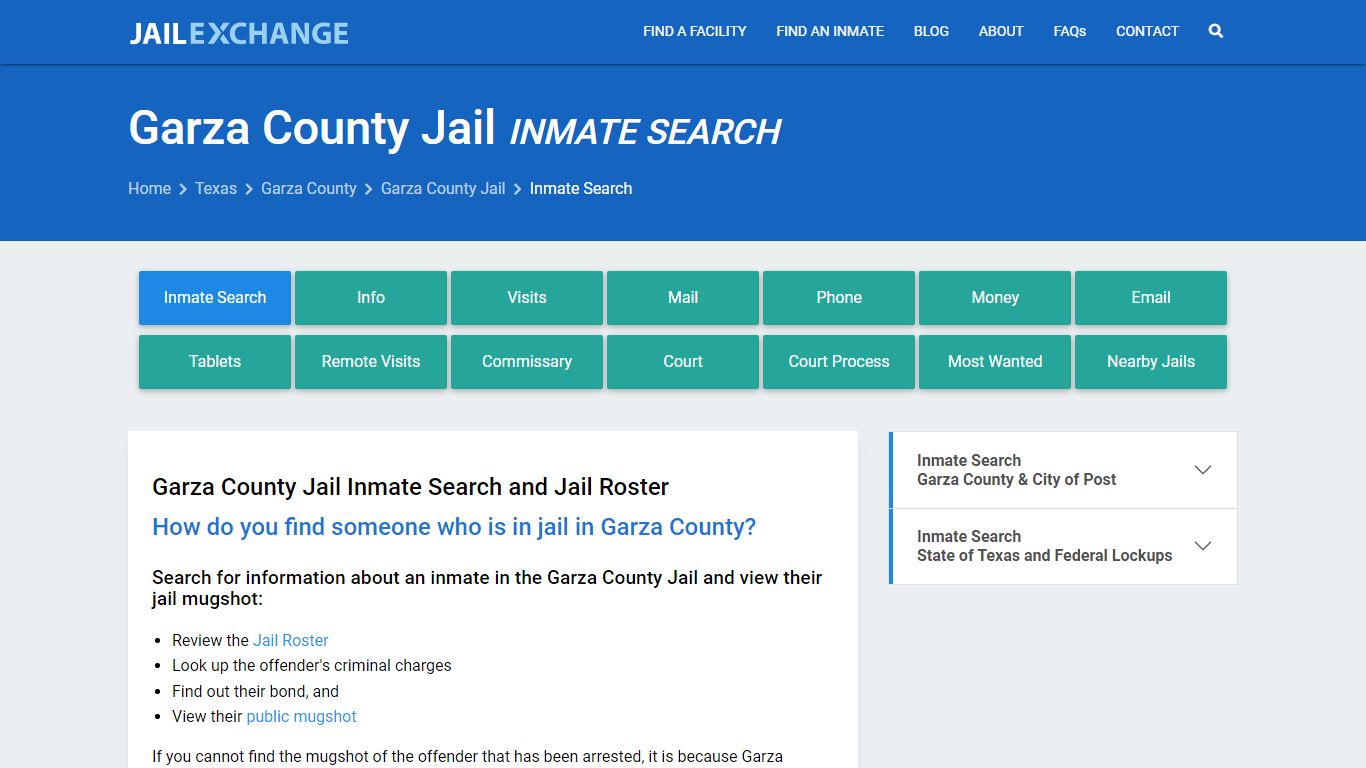 Garza County Jail Inmate Search - Jail Exchange